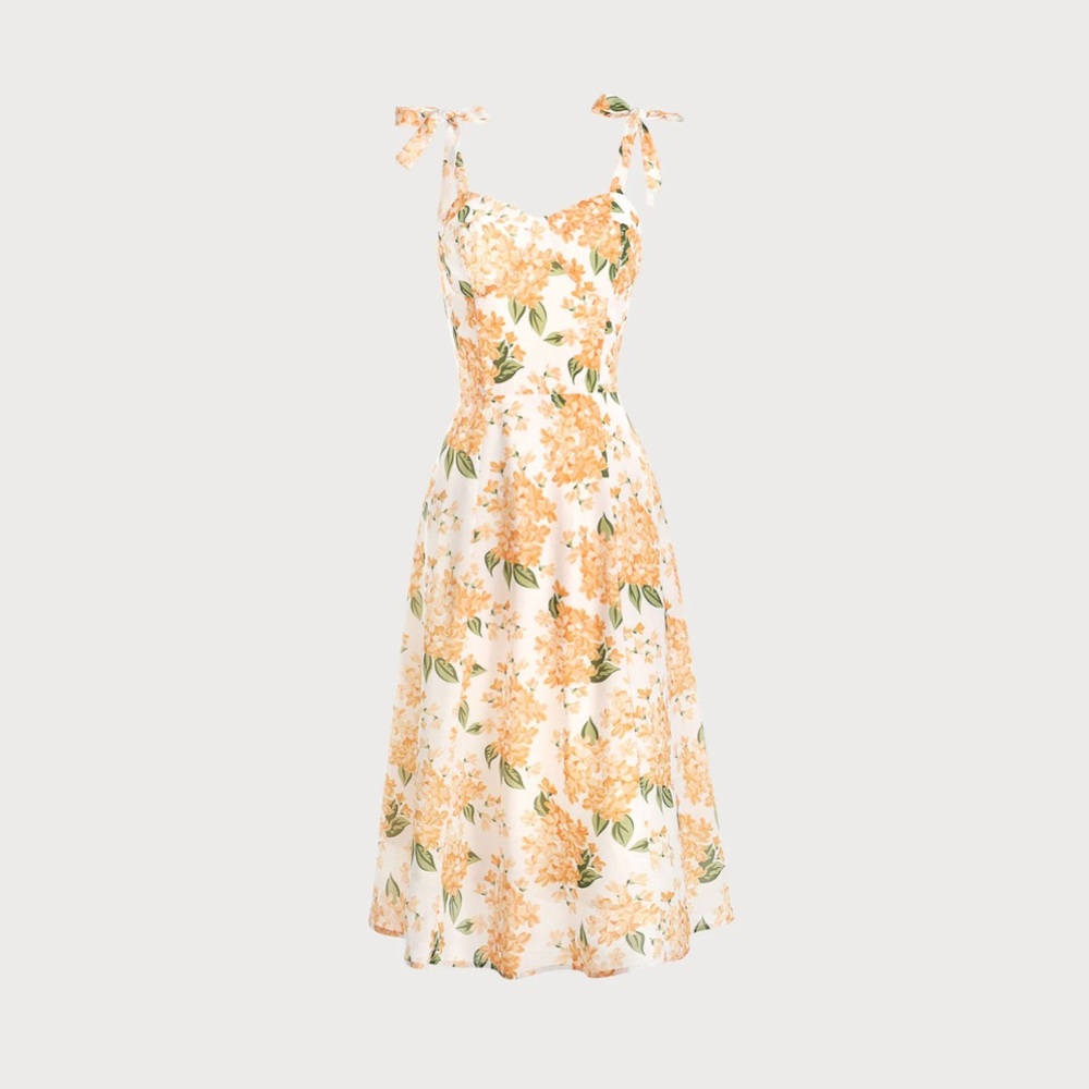 NWT RIHOAS Tie Shoulder Floral Midi Dress Sz S, M